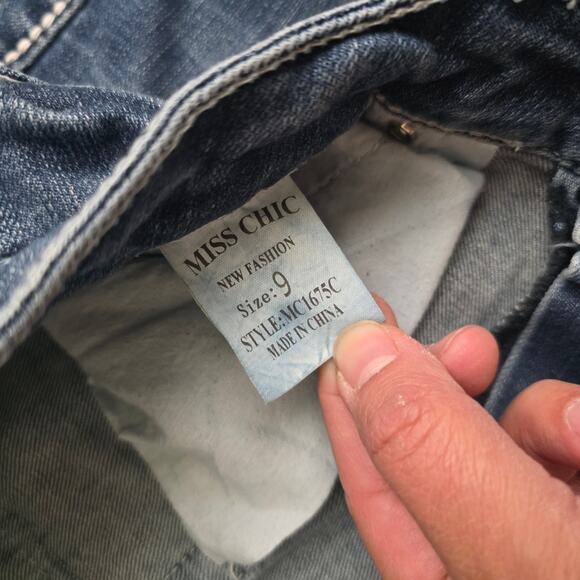 Miss Chic Jeans Bootcut Embellished Patch Pockets Jeans Junior Size 9 - Picture 8 of 8